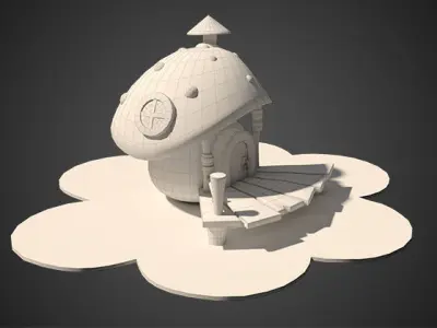 Stylized mushroom cartoon Low-poly 3D model