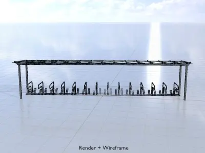 Bicycle parking with glass roof version 3 Low-poly 3D model