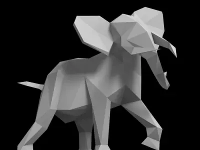 Low poly elephant polygonal 3D print model