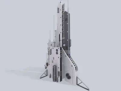 Futuristic building Low-poly 3D model shop