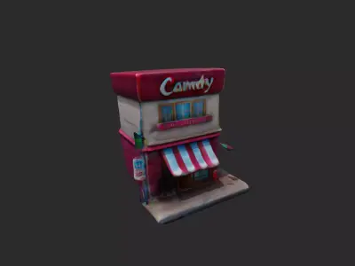 Candy Shop Building low poly 3D model