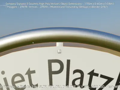 Company Signpost 3 Columns High-Poly Version 3D model