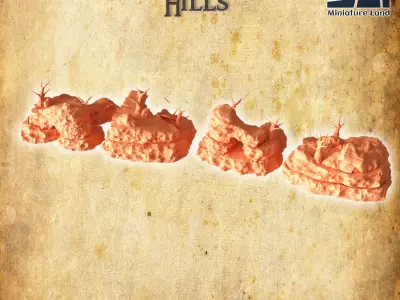 Modular Hills Tabletop Terrain 28 MM 3D print model