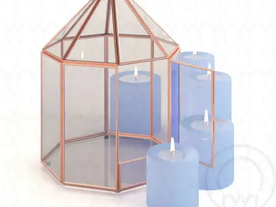 Glass tabletop gazebo Octagon Low-poly 3D model