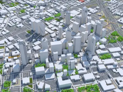 Dallas Downtown Texas USA Low-poly 3D model