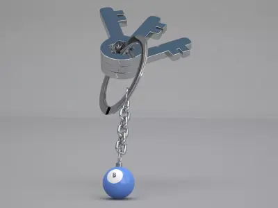 B Snooker Ball with Keychain 3D model