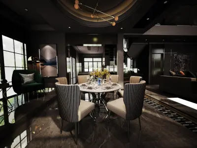 living and dinning room 3D model