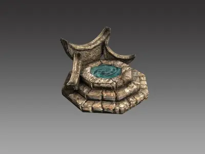 Fantasy fountain Low-poly 3D model