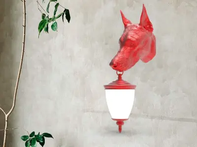 dog Head Wall Lamp 3D print model shop