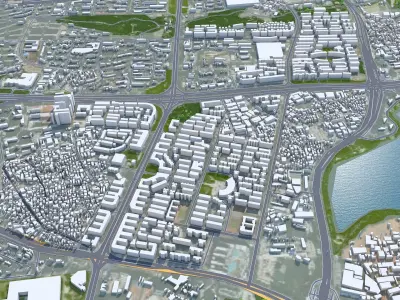 Xiamen Fujian China 50km AI Low-poly 3D model