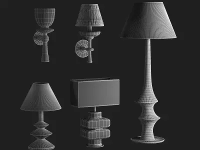 table and wall lamps set  3D model
