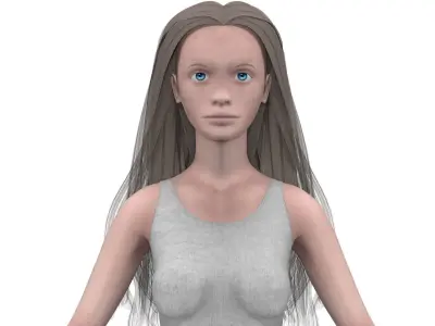 Girl with light gray hair 3D model
