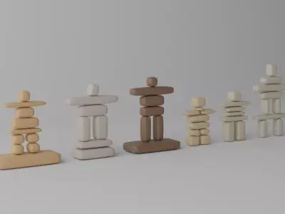 Cartoon Canadian Inukshuks Collection 1 3D model