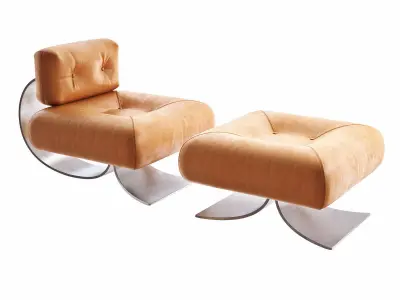 Alta Lounge Chair and Ottoman 3D model