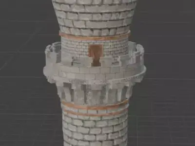 Medieval Round Bastion Tower Low-poly 3D model