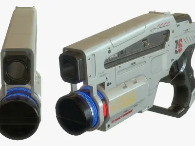 Sci Fi Gun Low-poly 3D model 7