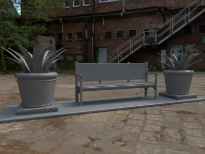 bench and planter  3D model