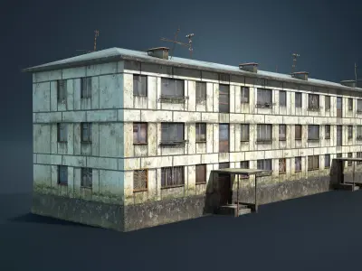 Abandoned Soviet House Collection - White Panels Low-poly 3D model