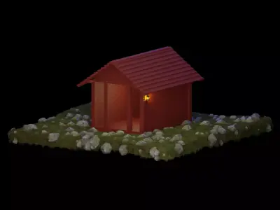 Dog Shelter 3d Model Free low-poly 3D model