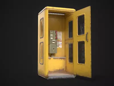 Phonebooth telephone booth Low-poly 3D model