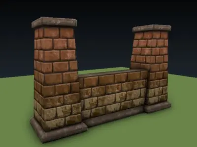 Lowpoly Column and Wall Low-poly 3D model