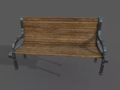 bench wooden Low-poly 3D model
