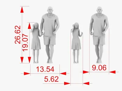 Father and daughter 3D print model