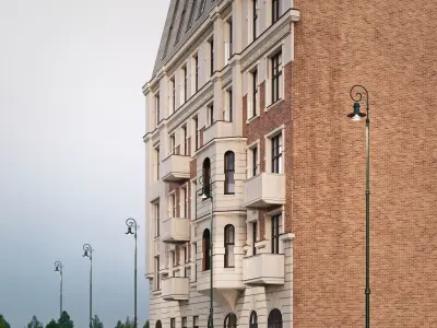 Terraced Office Building with Full Interior and Courtyard 3D model