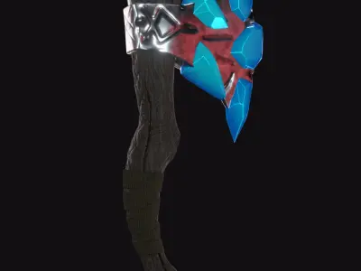 Axe with crystals PBR Low-poly 3D model Low-poly 3D model