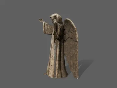 Angel statue of holding sword Low-poly 3D model