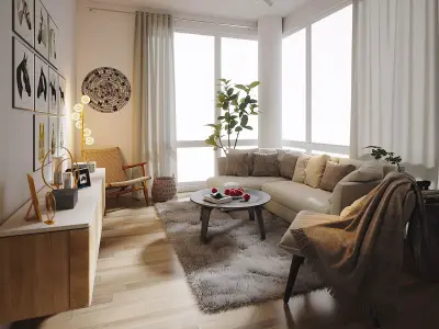 Living room log style 3D model