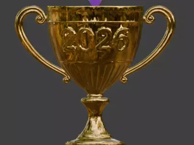 Stylized 3D 2026 Celebration Trophy Low-poly 3D model