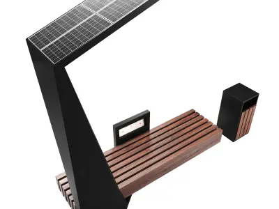 Solar outdoor bench 3D model