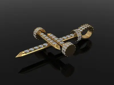 Diamond Nail Cross Pendant 3D print model