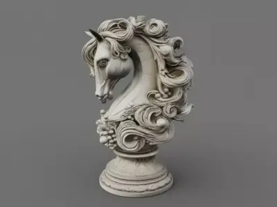 Bust Statue Horses 3D print model 3D model
