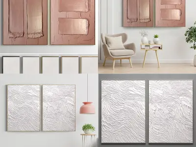 6 different Plaster Two Photo Frame  3D Model Pack