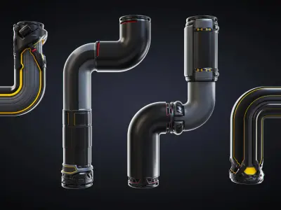 Sci-fi Pipes set 3D model