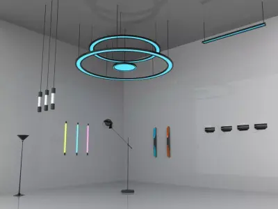 Lights light pole with light Low-poly 3D model