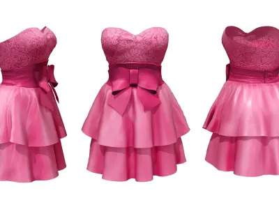 Strapless Barbie Doll Dress Low-poly 3D model