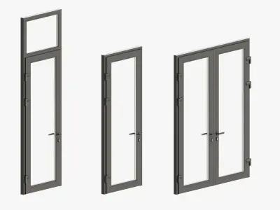 Modern style windows and glass entrance doors 3D model