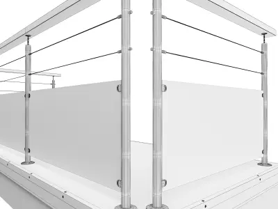 glass-cable-railing glass railings for balconies 3D model