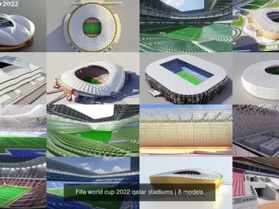 Fifa world cup 2022 qatar stadiums 3D Model Pack