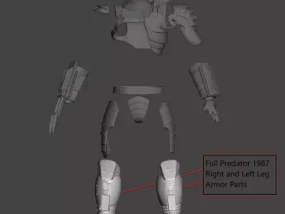 Predator 1987 Full Right and Left Leg  Armor Parts 3D model 3D model