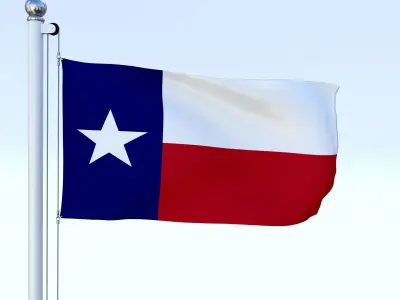 Animated Texas Flag Low-poly 3D model