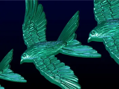 fly bird pendant 3D print model