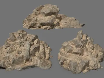 Rock Set pile of rocks Low-poly 3D model