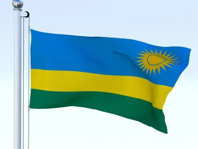Animated Rwanda Flag Low-poly 3D model
