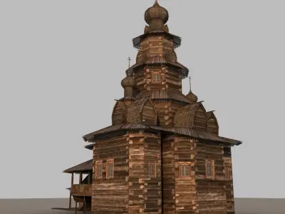 Russian wooden church in Suzdal town 3D model