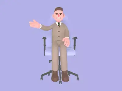 Stylized 3D Male Lawyer - Angry Arguing Attorney Character 3D model