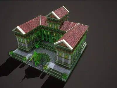 Roman Greek Military Academy Low-poly 3D model